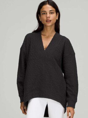 Lululemon Rippled V-Neck Pullover Oversized Comfort Lounge Slouchy V-Neck Sz 6